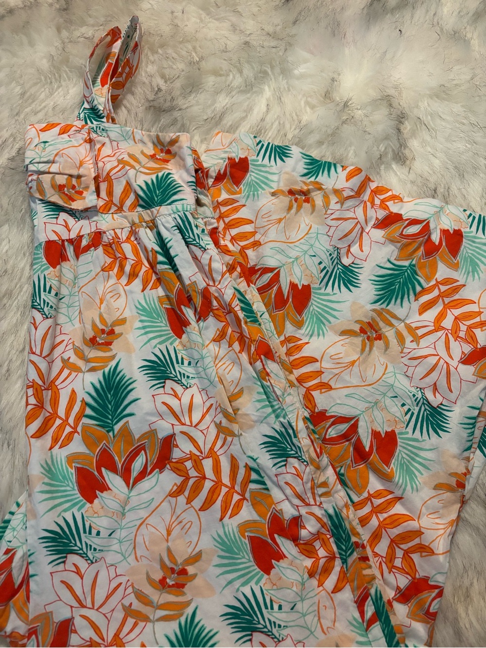 Janie and Jack Tropical Floral wide leg jumper in White, Orange, Green